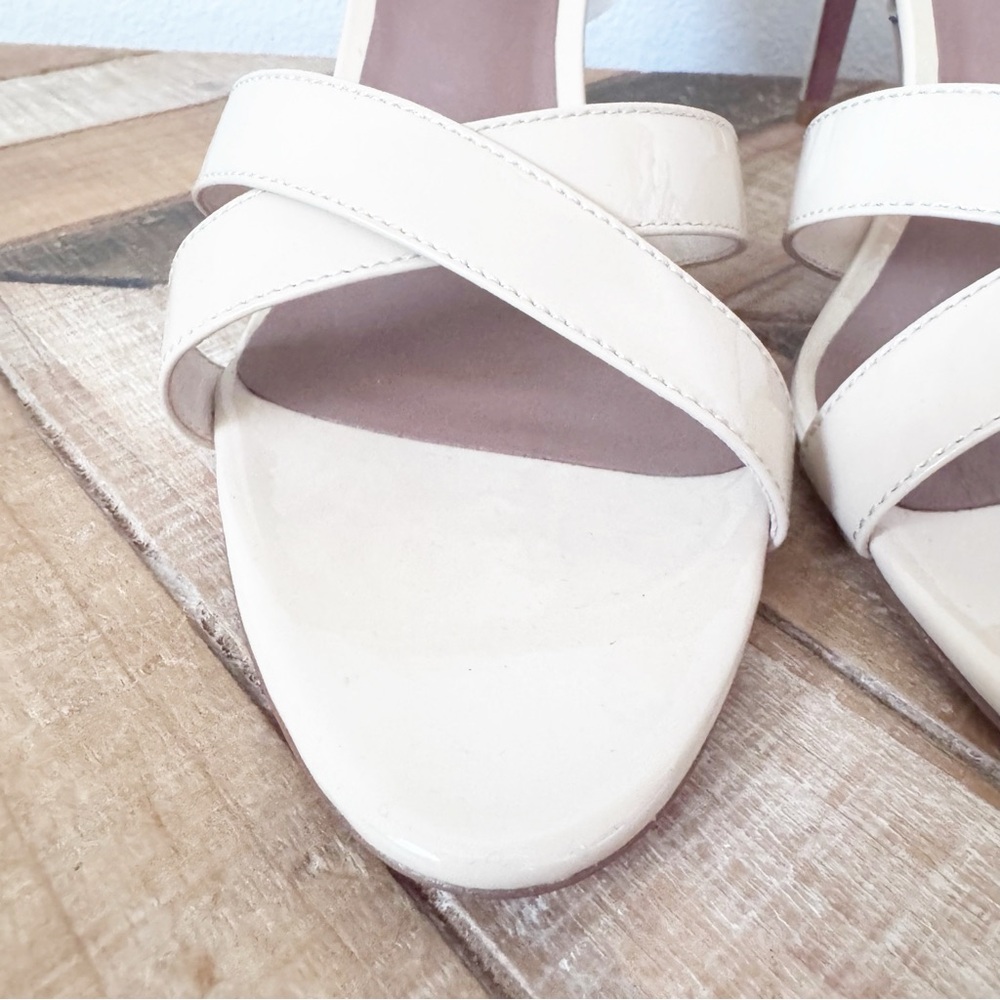 BCBGMaxazria Stella Sandal Cream Ruffle Polka Dot Heels - Picture 8 of 14